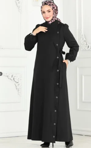 Side studs Tivit Pardese with abaya pockets embroidery pattern Muslim long dress DUBAI ARAB