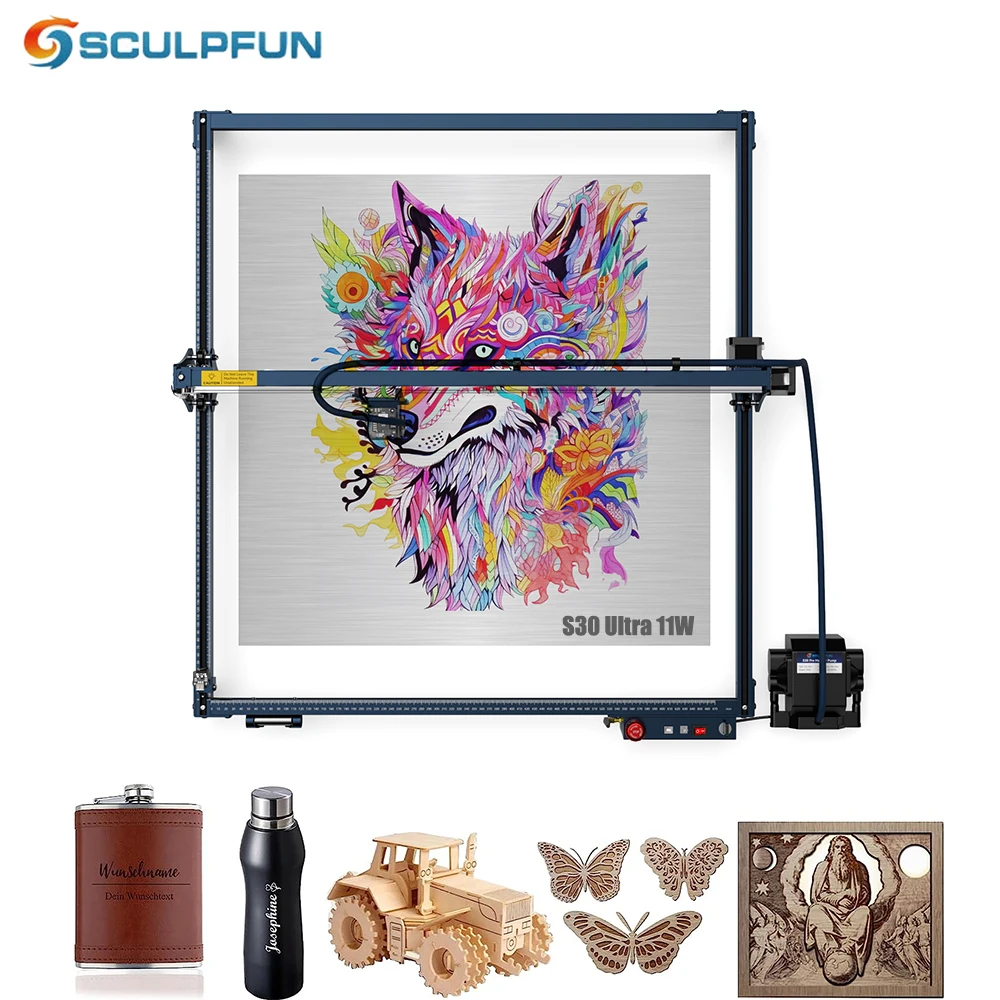 

SCULPFUN S30 Ultra 11W Laser Engraving Machine With Automatic Air-assist System and Engraving Machine 600x600mm Working Area