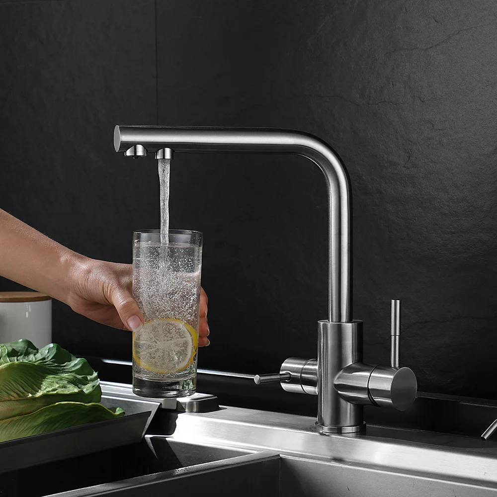 Kitchen Faucet Pullout 2-1 Purification Watering Hot Cold Mixer Washing Bowl Water Tap Home Kitchen Accessories Faucets