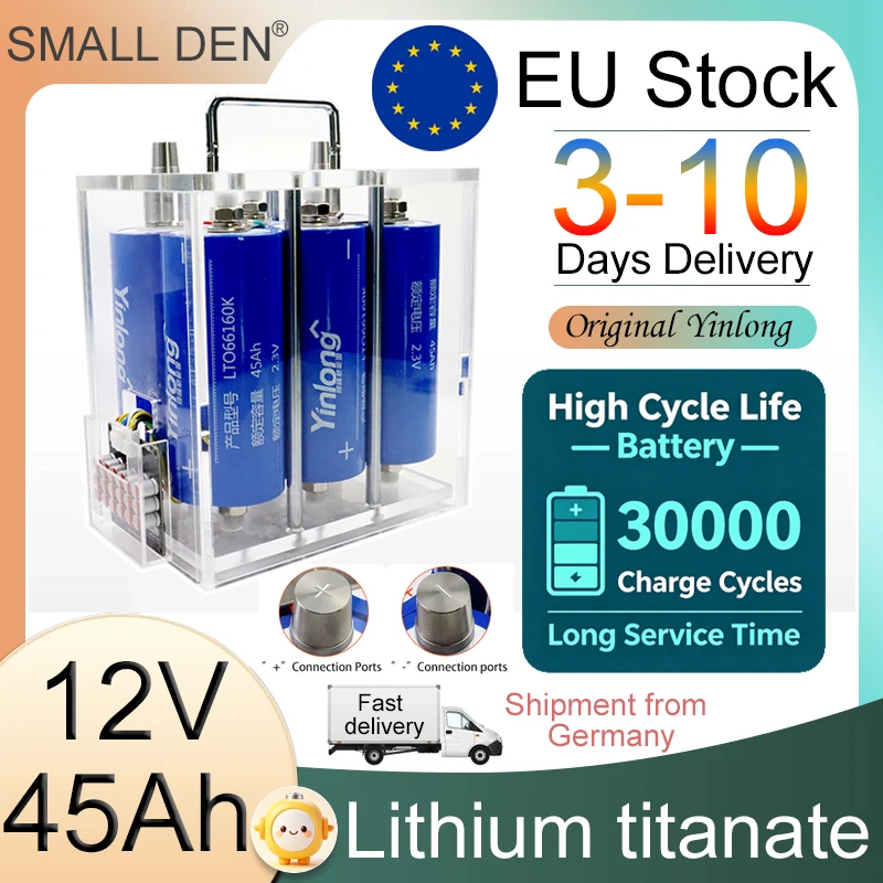 EU-Lager 12V 45Ah 66160 Lithium-Titanat-LTO-Batterie Original Yinlong 10C Hohe Entladeleistung 30000 Zyklen für Elektroboot, EV, Wohnmobil, Auto, Lautsprecher, Solarspeicher, STEUERFREI, 3-10 Tage