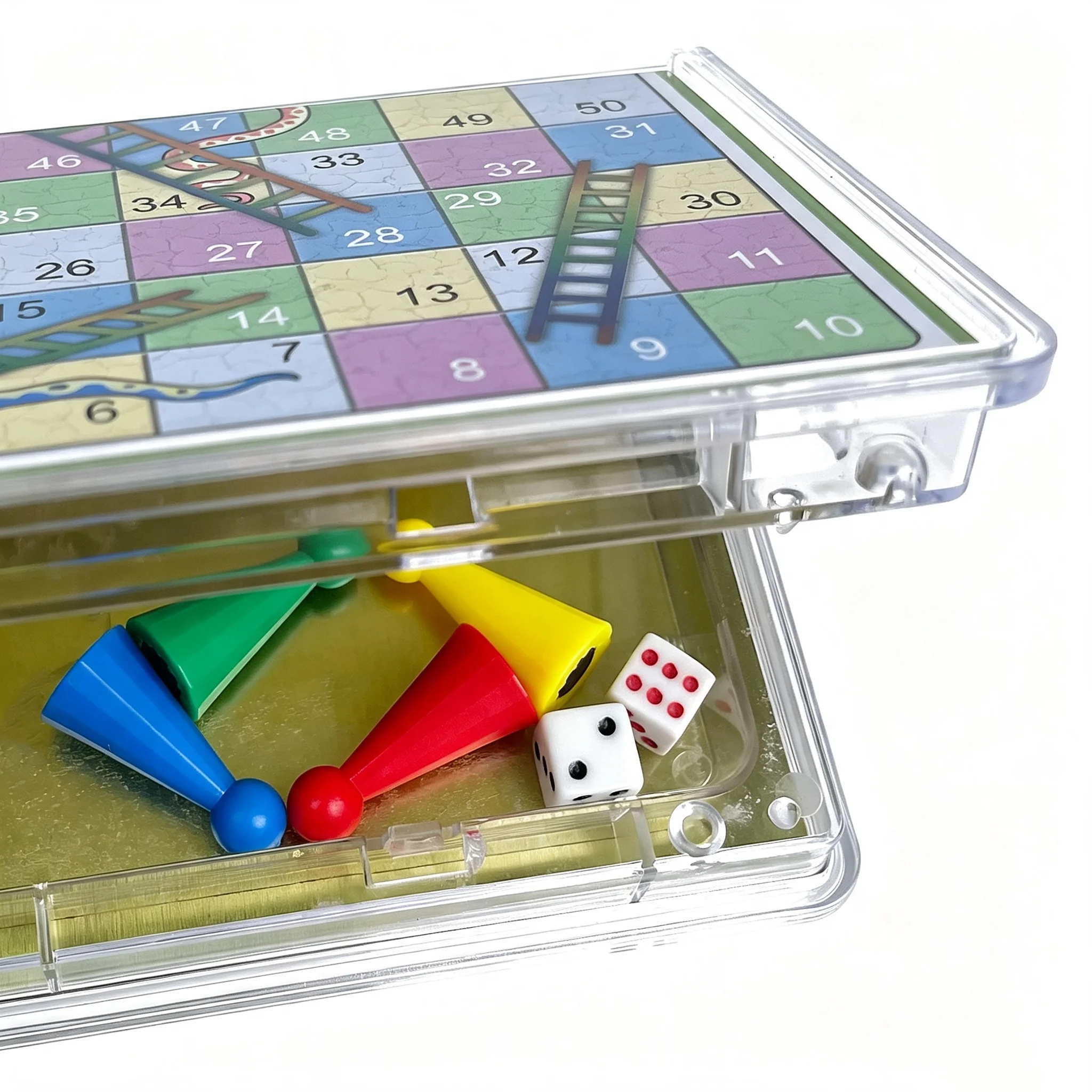 15x15cm Folding Magnetic Crystal Snake Ladder Board Game Set Portable Travel Educational Puzzle Toy Gift for Kids Adults