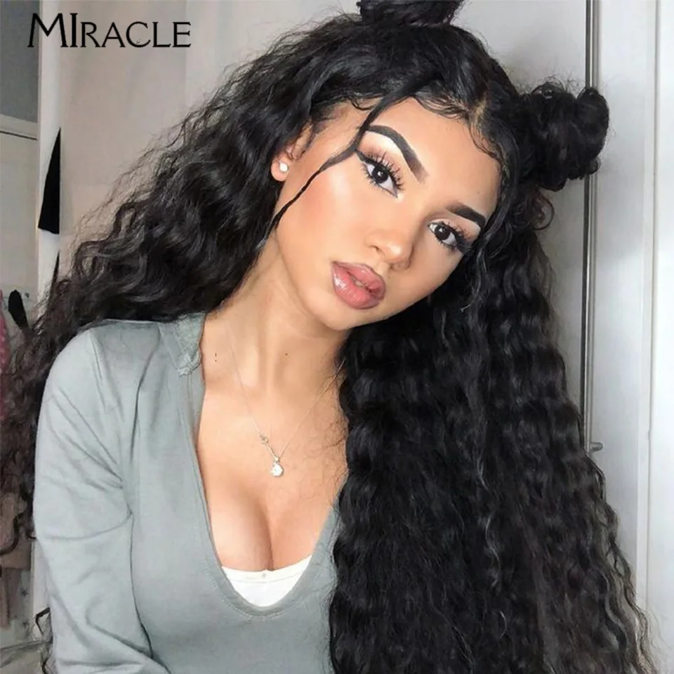 MIRACLE Synthetic Lace Front Wig For Women 40Inch Cosplay Wig Super Long Wavy Lace Wig Heat Resistant Ombre Blonde Wig Curly Wig image 6