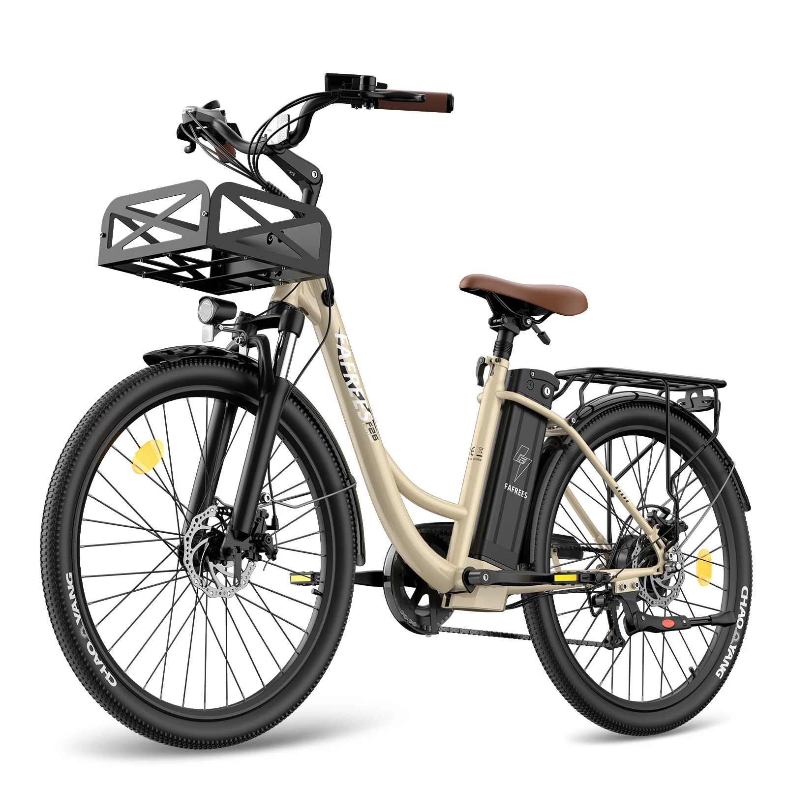 FAFREES elektrische fiets voor volwassenen, 26 inch City Cruiser Ebike met 250W motor, 95-120 km bereik, elektrische fietsen voor volwassenen met 36V 25Ah accu, verstelbare stuurpen, 7 versnellingen,