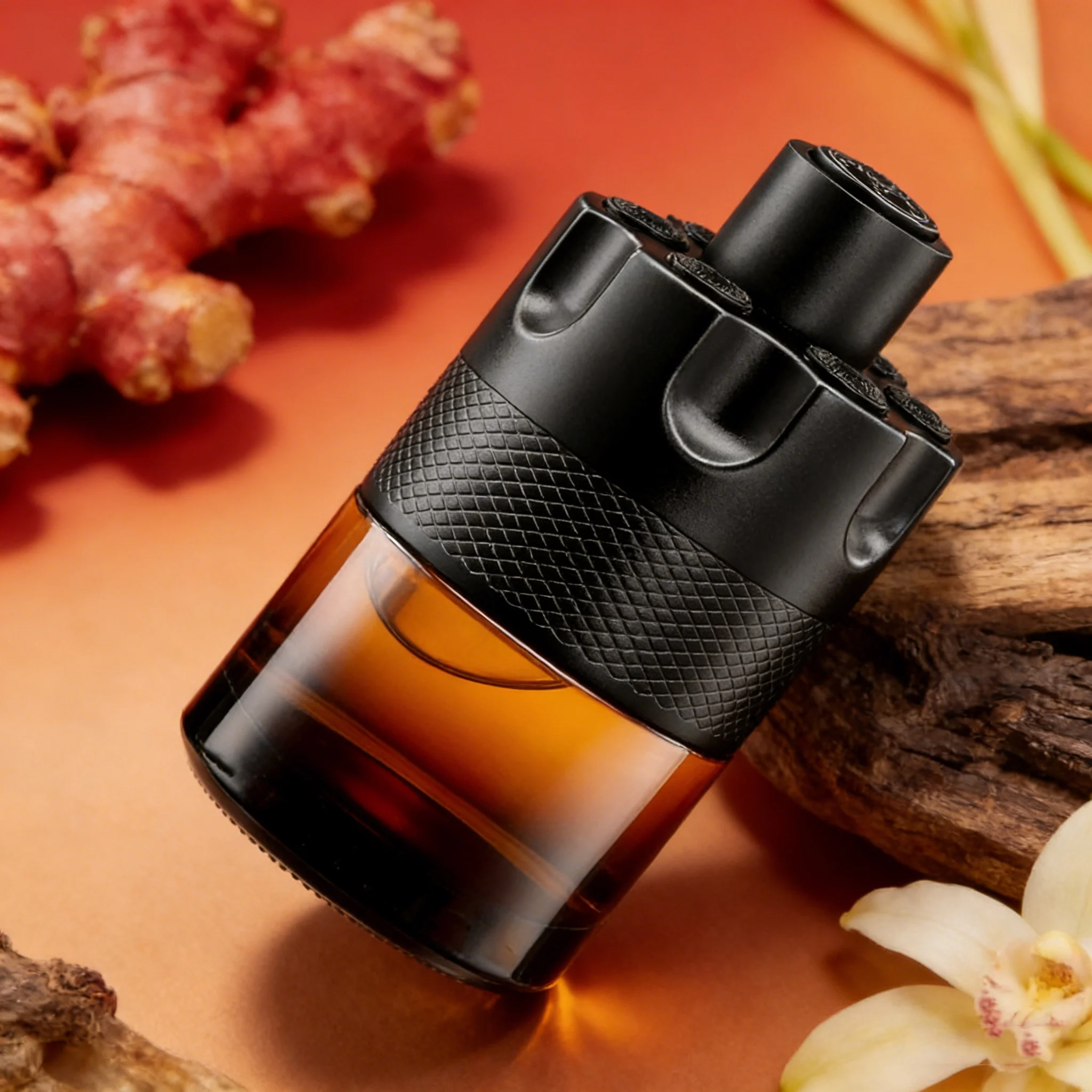 Zdjęcie 6: Męska luksusowa wodna perfumacja o zapachu drzewno-kořeniowym 100 ml, długotrwały zapach bursztynu i skóry, butelka o przemysłowym designie.