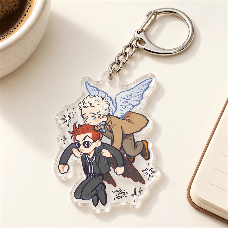 Good Omens CHIBI Keychains, Aziraphale & Crowley