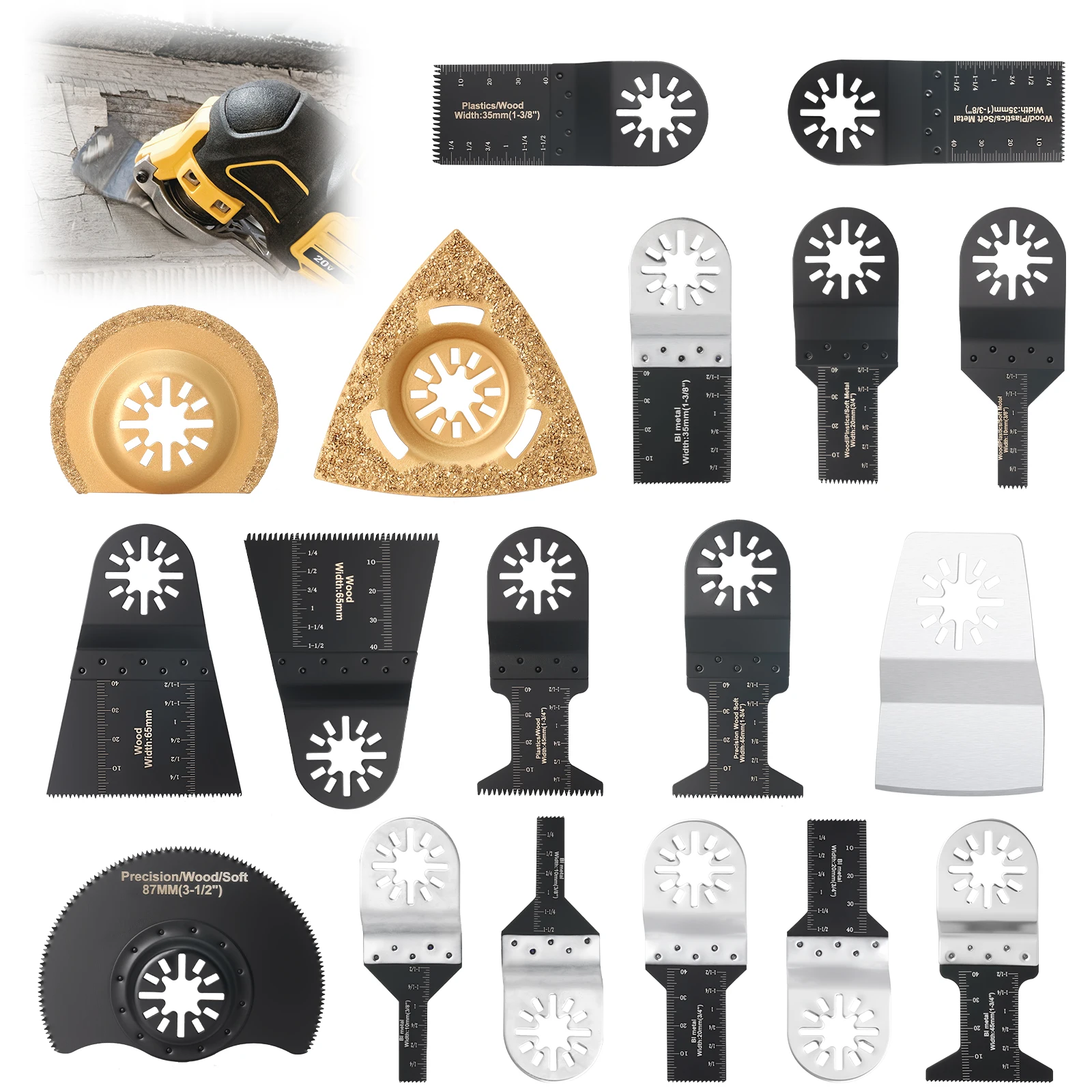 10-42 Stuks Oscillerende Zaagbladen Set Universele Multitoolbladen Met Gesloten Achterkant Voor Hout Kunststof Metaal Past Op De Meeste Oscillerende Gereedschappen - afbeelding 2