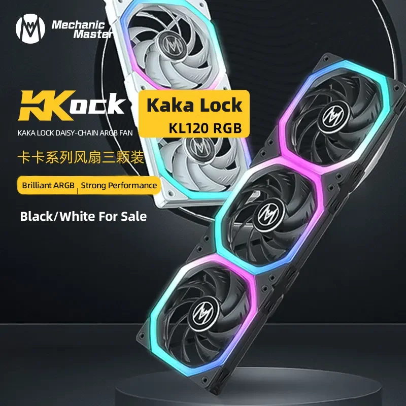 

【Kaka Lock】KL120 Inovative Link Way Black/Pure White 12CM ARGB PWM Temperature Control Mechanic Master PC Fan Computer Fan