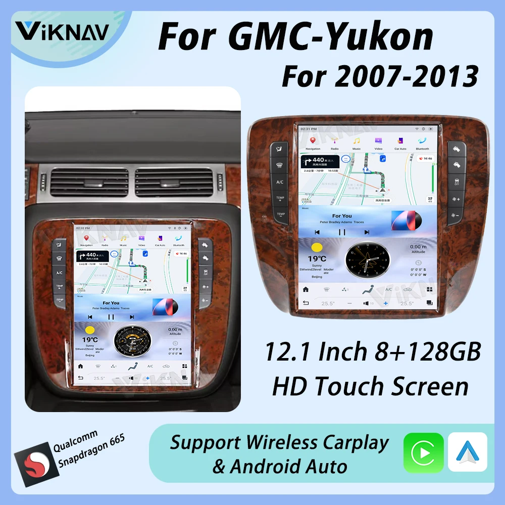 Viknav Upgrade Android For GMC-Yukon/Chevy Suburban Tahoe Auto AC 2007-2013 Car Radio GPS Multimedia Player Wireless CarPlay