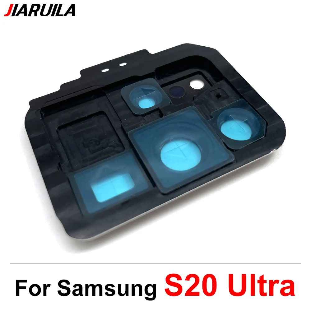 New For Samsung S20+ S20 Plus S20 Fe S20 Ultra Back Camera Glass Lens + Frame Rear Housing Back Cover With Metal Frame Holder