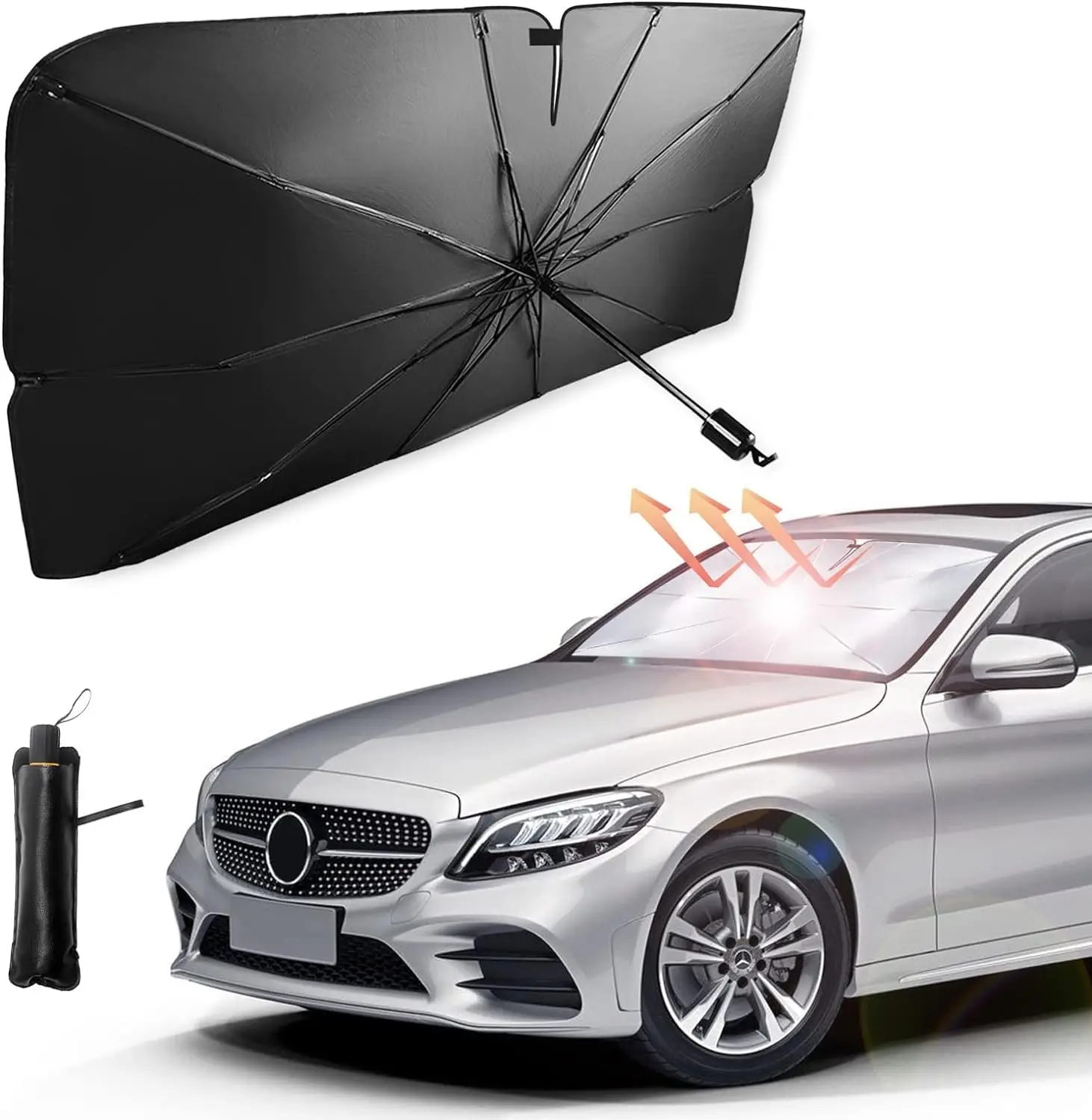 Car Windshield Sun Shade Umbrella,Foldable Car Sun Visor Windshield Sun Shade Cover for Most Car140 * 80 cm