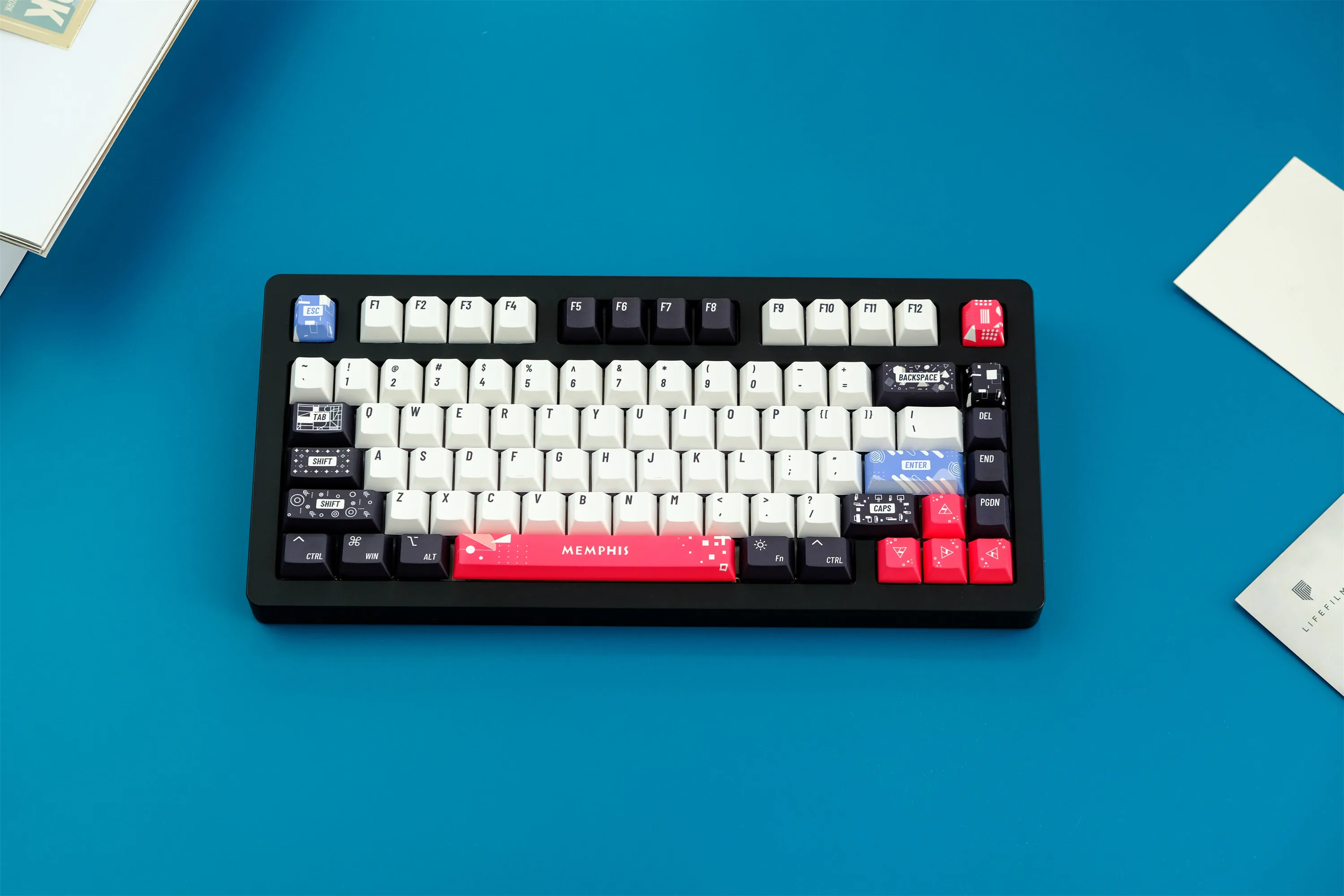 GMK Memphis Keycap, 129 Keys PBT Keycaps Cherry Profile DYE-SUB Personalized GMK Keycaps For Mechanical Keyboard