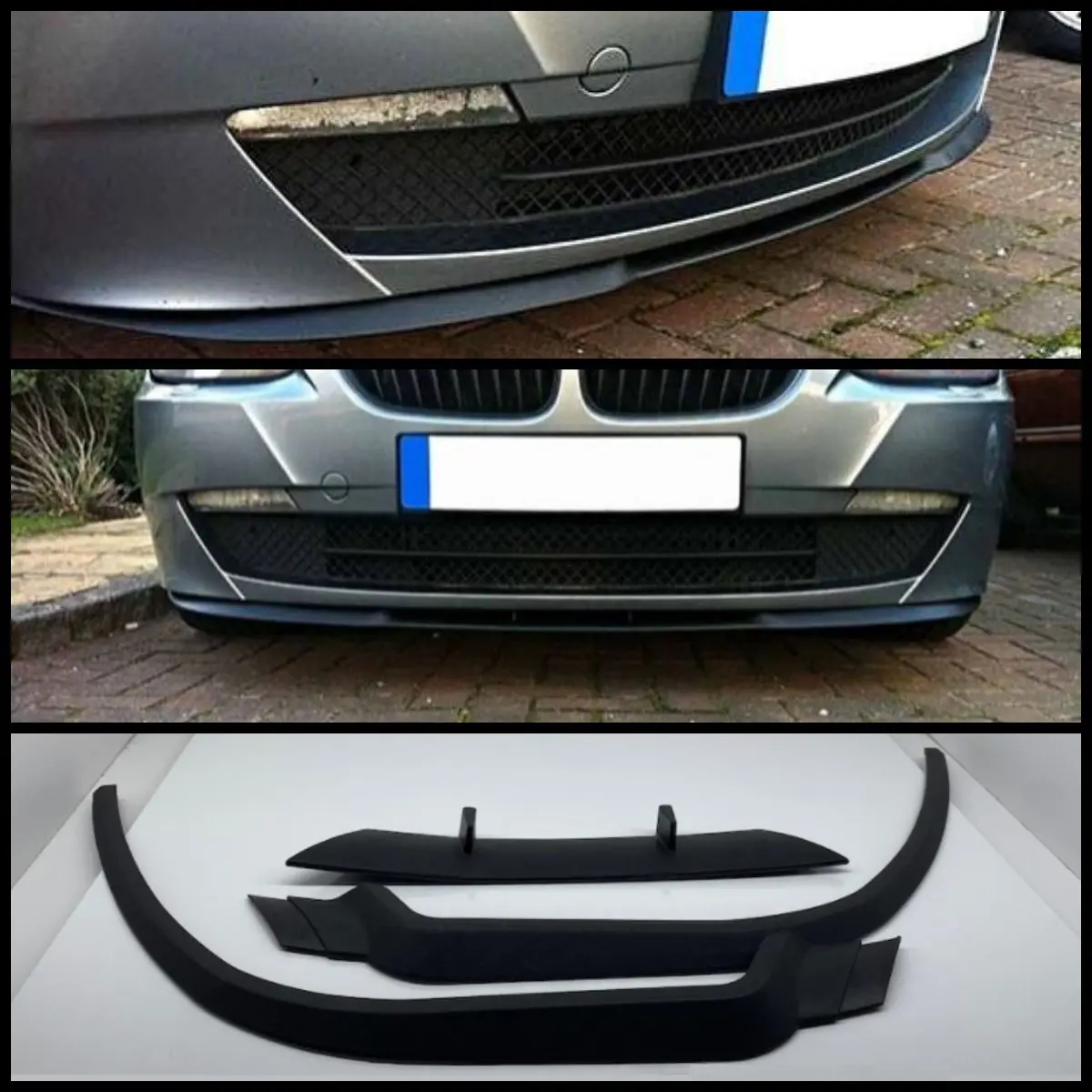 For BMW Z4 E85 E86 Roadster CUPRA R Front Bumper Lip Universal 3pcs Diffuser Black Bumper Lip Spoiler Body kit Tuning Protector