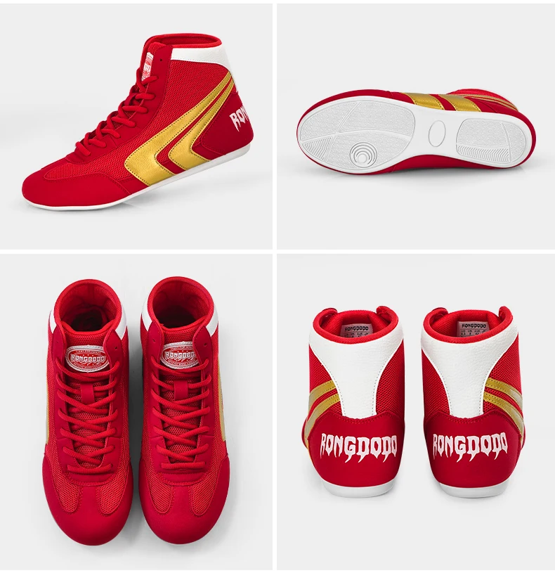 Wrestling-Schuhe für Männer und Frauen, atmungsaktive Mesh-High-Top-Boxschuhe, leichte, rutschfeste Trainingsschuhe mit Knöchelstütze – Detail 11