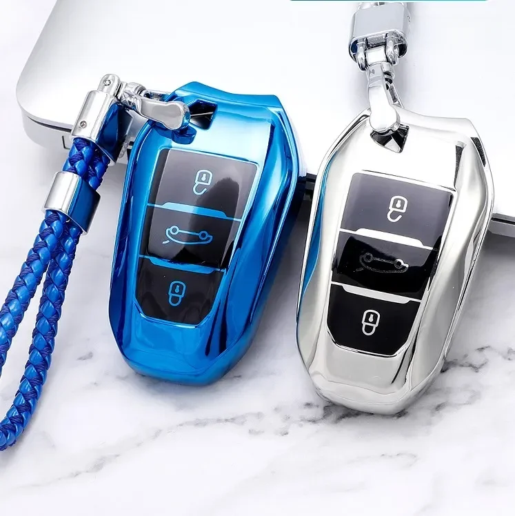 Car Smart Key Cover Case Bag Shell Holder Keychain pour KIT 308 408 508 2008 3008 4008 5008 Cristaux en C4 C4L C6 C3-XR Protector