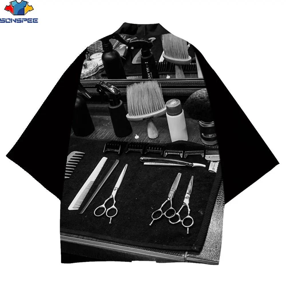 SONSPEE 3D Print japanese kimono men Barber tools Man Women Suit Harajuku Anime business attire Casual japan yukata feminino