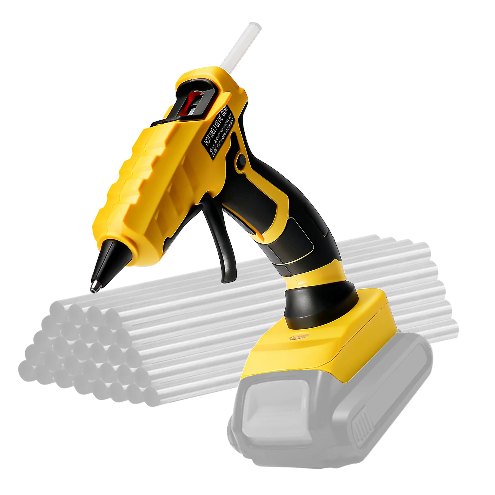 

50W Cordless Hot Melt Glue Gun Industrial Mini Glue Gun DIY Repair Tool with 30Pcs 7mm Glue Sticks for Dewalt 20V Battery Pin
