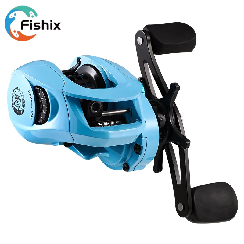 

FISHIX Long-distance Casting Reel with Bearing 5+1 Blue Fishing Reel Gear Ratio 7.0:1 with Metal Shallow Spool Deep Spool