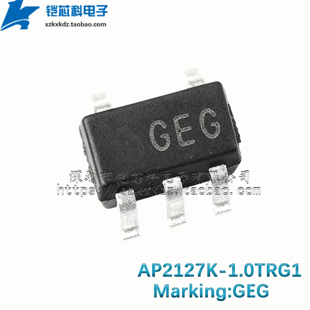 10Pcs New Original AP2127K-1.0TRG1 GEG SOT23-5 SMD IC 1V 300mA HIGH SPEED, EXTREMELY LOW NOISE CMOS LDO REGULATOR