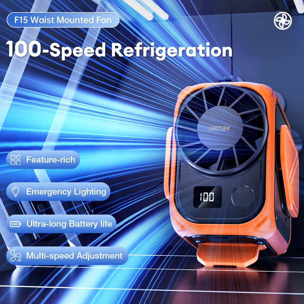 

Вентилятор с зажимом на талии Портативный мини-подвесной вентилятор на шею USB Перезаряжаемый вентилятор Открытый кемпинг Спортивный поясной вентилятор со светодиодной подсветкой Power Bank