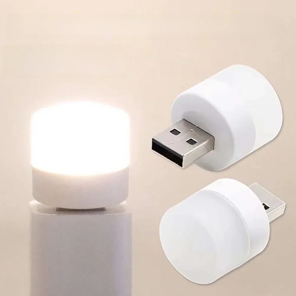 USB Plug Light Mini LED Night Light Power Bank Charging Book Light Small Circle Reading Eye Protection Light Campsite Equip