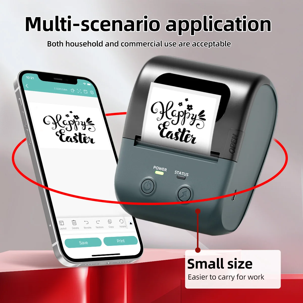 Stampante termica Stampante per etichette portatile Mini stampante per adesivi wireless con taglierina Produttore di etichette per prezzi con nome di codice a barre fai-da-te