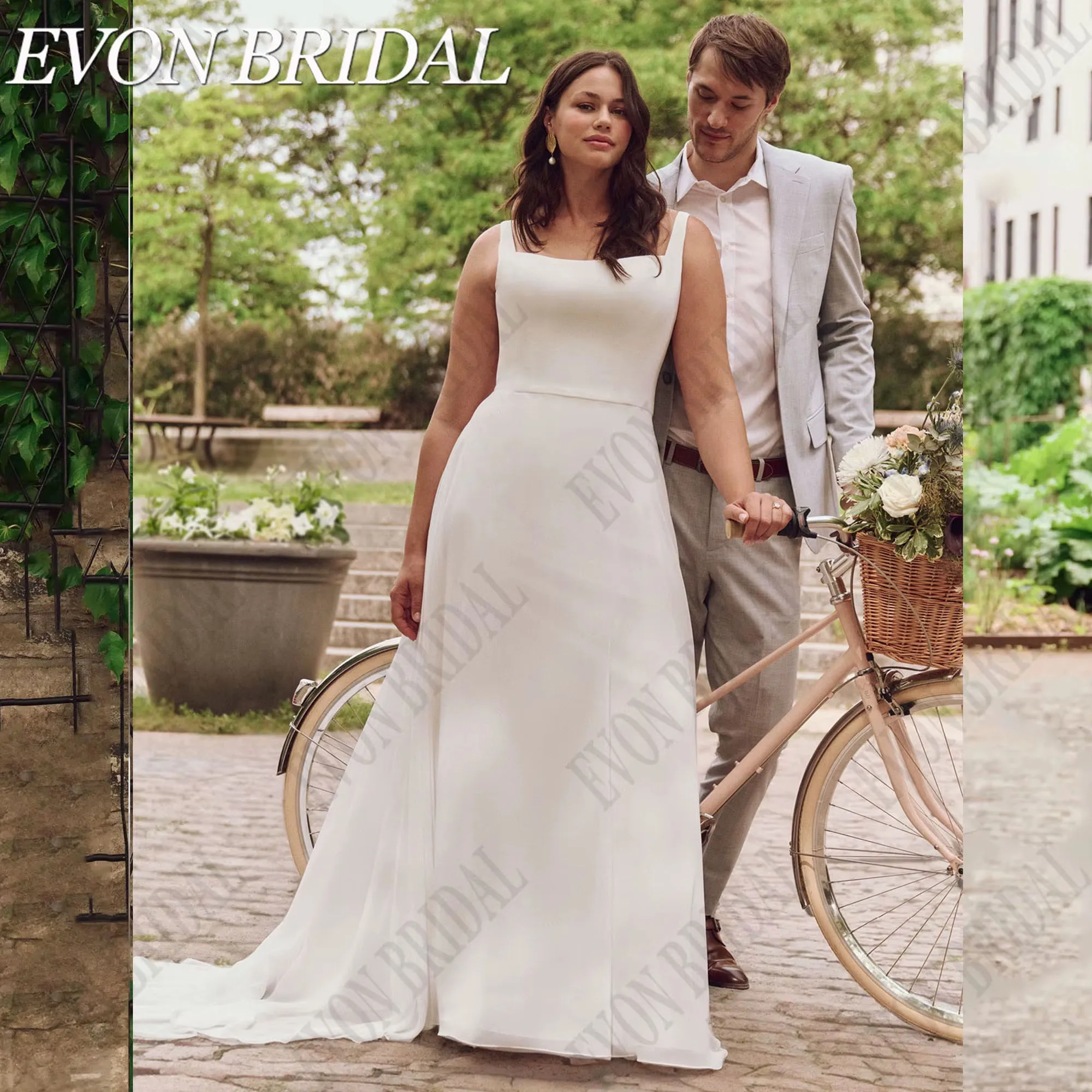 EVON BRIDAL Elegant Plus Size Wedding Dress Mermaid Sleeveless Vestidos De Novia 2026 Bride Gowns Chiffon Sweep Train Customized