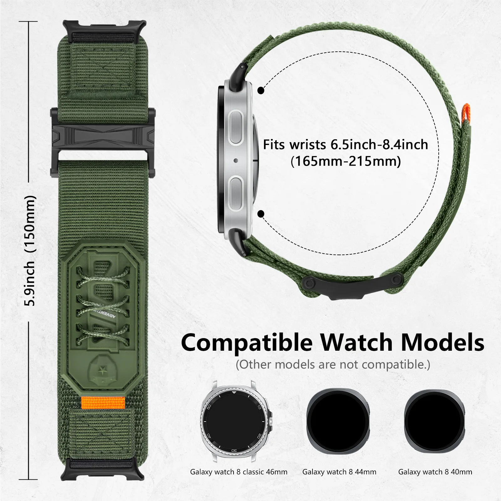 Nylon Bands for Samsung Galaxy Watch 8 40mm/44mm/46mm Dedicated Nylon Loop Strap with Metal Buckle Easy to Wear for Men Band