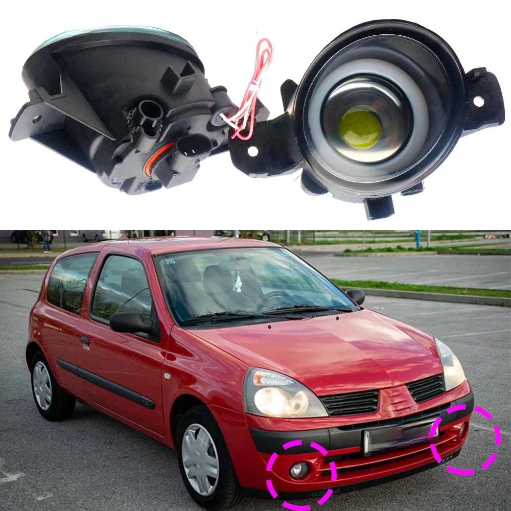 Phare antibrouillard LED externe de voiture, Angel Eye, lumière du jour, DRL 3000LM, 2x30W, Renault Clio 2, Renault II Facelift 2003-2016, non adapté pré-lifting