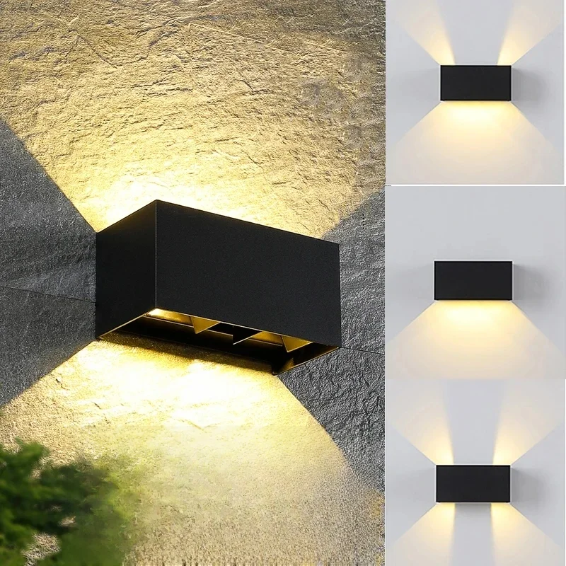 LED Outdoor Wall Lamps 24W LED Motion Sensor Black/White IP65 Waterproof Indoor Outdoor Lighting Adjustable Wall Light