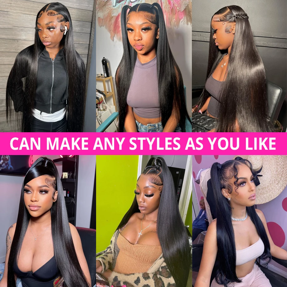 Straight Lace Front Wigs Human Hair Wig 40 inch 13x4 Hd Transparent Lace Frontal Wigs 180 Density Long Glueless Wigs for Choice