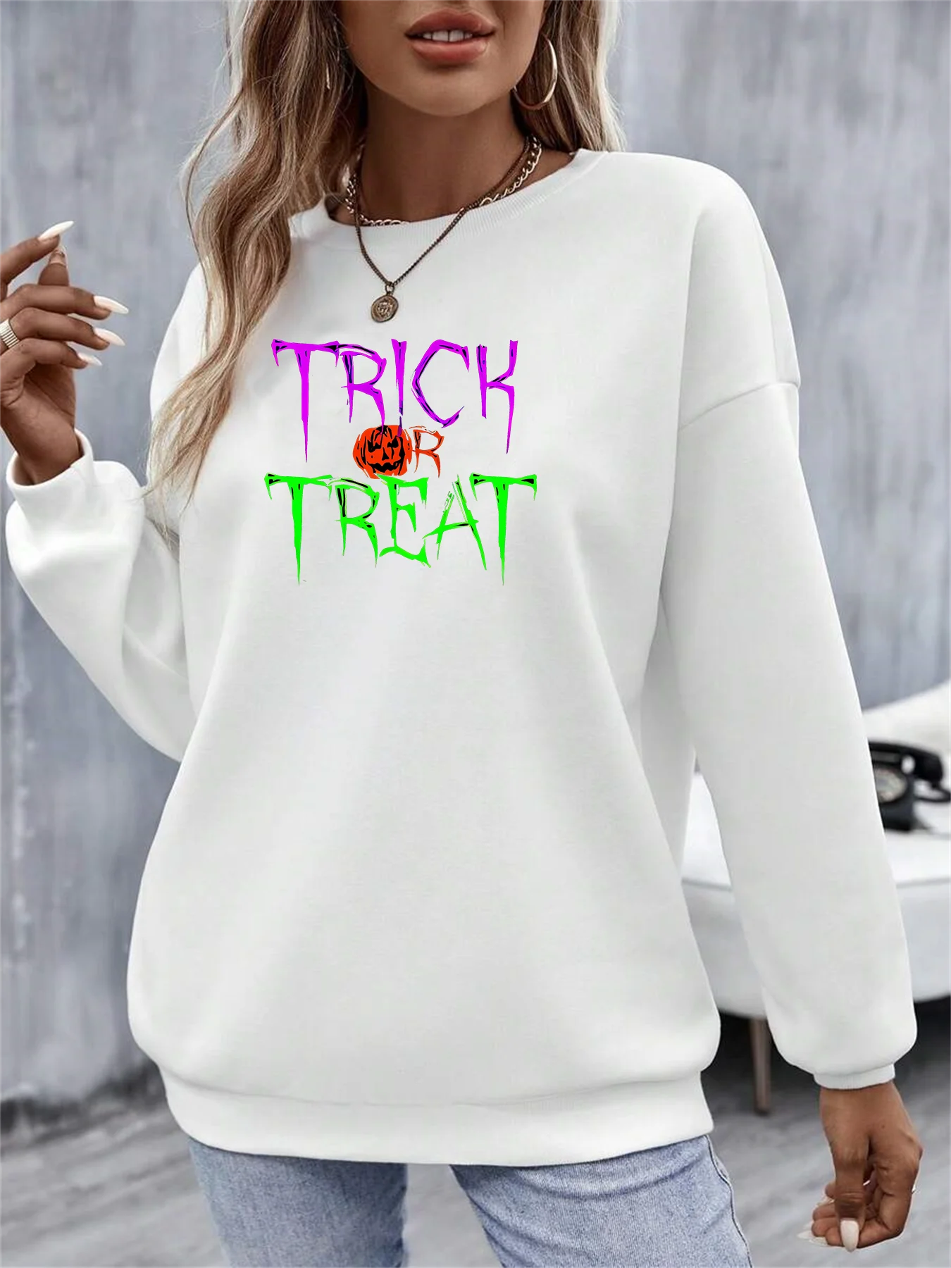 

2024 Trick Or Treat Happy Halloween Pumpkin Letter Print Casual Sweatshirts Streetwear Hiphop Fashion Funny Sports Hoodies
