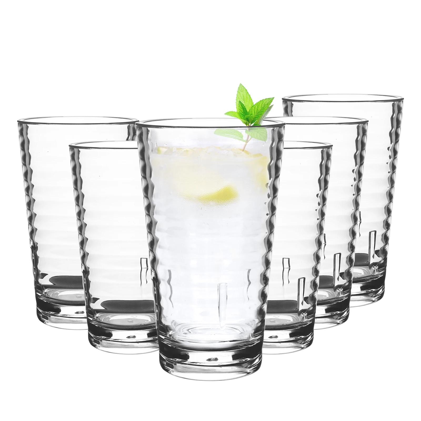 6Pcs 385ml Plastic Glasses,Acrylic Plastic Water Tumblers Reusable Tumblers Cups Acrylic Drinking Glasses for Camping, BBQ