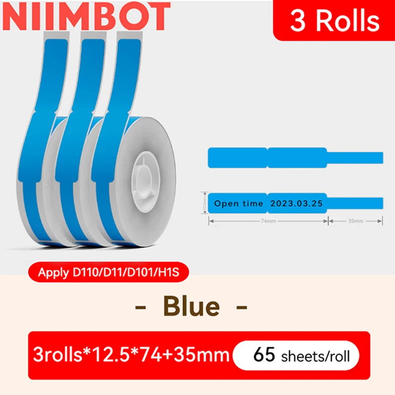 3 Rolls Kleur Thermisch Label Papier zelfklevende Sticker voor Niimbot D11 D110 D101 H1S Home Office Printer