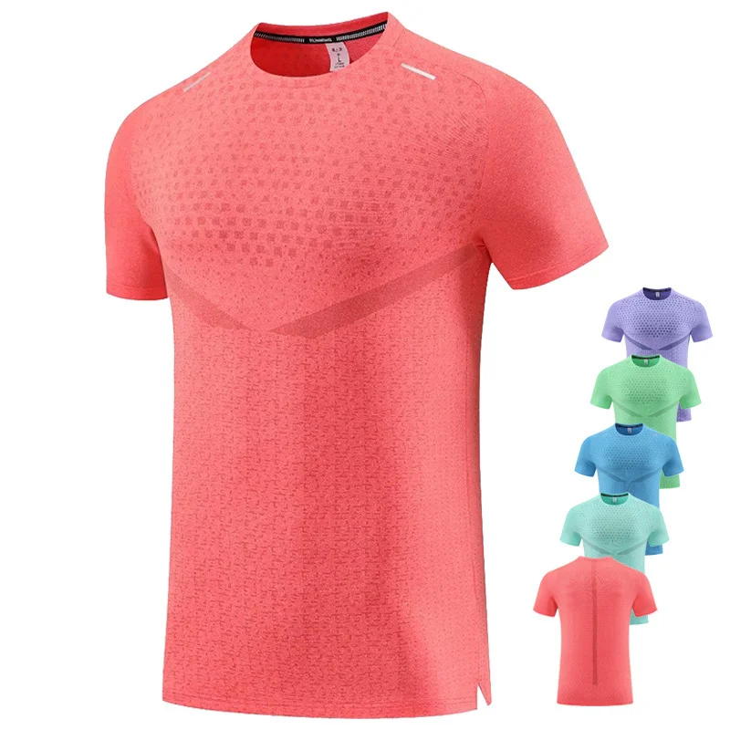 

Мужская летняя спортивная футболка 2026 года для активного отдыха, бега, тренировок в зале, с круглым вырезом, коротким рукавом, быстросохнущая