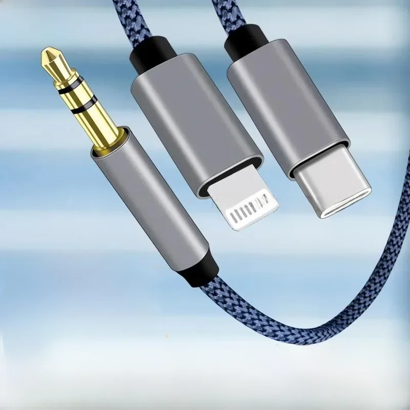 Câble audio auxiliaire 2 en 1 Type C/Lightning vers 3,5 mm mâle pour voiture, casque, téléphone, USB C IOS vers 3,5 mm, câble adaptateur jack auxiliaire
