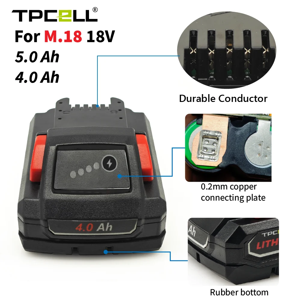 TPCELL 4Ah/5Ah For M.18 21700 Tabless cells Replacement Battery Power Tools Li-ion