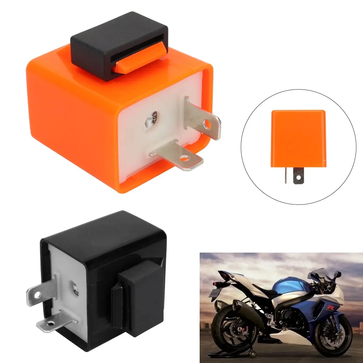 Relais de clignotant électronique à 2 broches pour moto, vitesse 12V réglable de clignotant, relais indicateurs clignotants carrés