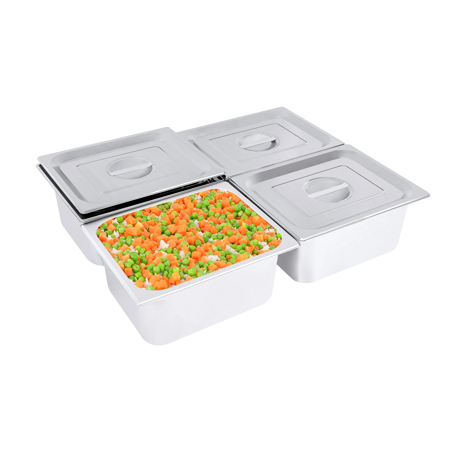 

4 Packs Stainless Steam Hotel Pan,1/2 Size x 6" Deep，22 Gauge/0.7mm Thick Stainless Steel Hotel Pan Anti Jam Steam Table