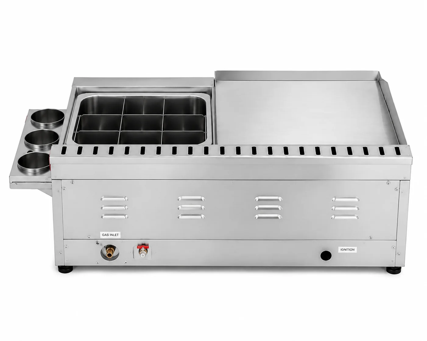 XY Commercial Kitchen Equipment Restaurant Equipment Kitchen Stainless Steel Twin Head Griddle With Divided Fryer Pot