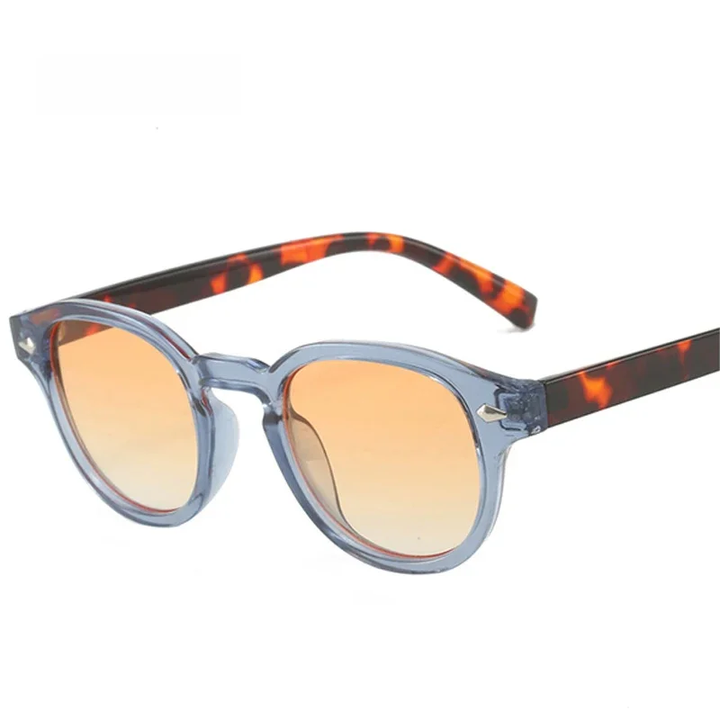 SO&EI Retro owalne męskie nity okulary przeciwsłoneczne moda jasne oceaniczne soczewki gradientowe okulary UV400 kobiety modne żółte niebieskie okulary przeciwsłoneczne — zdjęcie 2