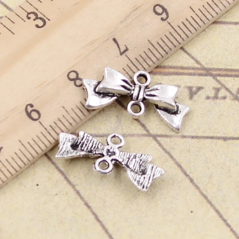 30 sztuk Charms Bowknot Bow 20x9mm tybetański brąz srebrny kolor zawieszki antyczna biżuteria Making DIY Handmade Craft — zdjęcie 2