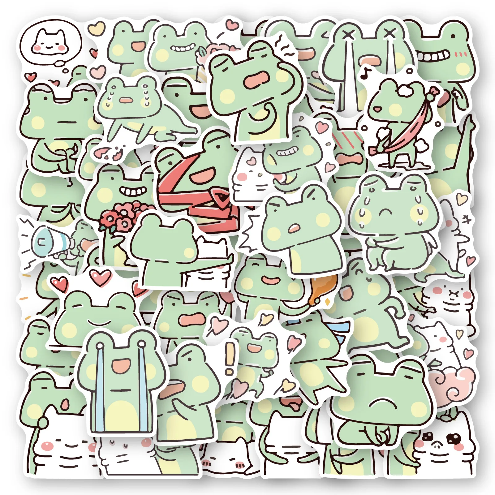 10/30/50PCS Kawaii Frog MEME Stickers Cartoon Graffiti Decals Kids Toys DIY Laptop Notebook Phone Suitcase Cute Animla Sticker