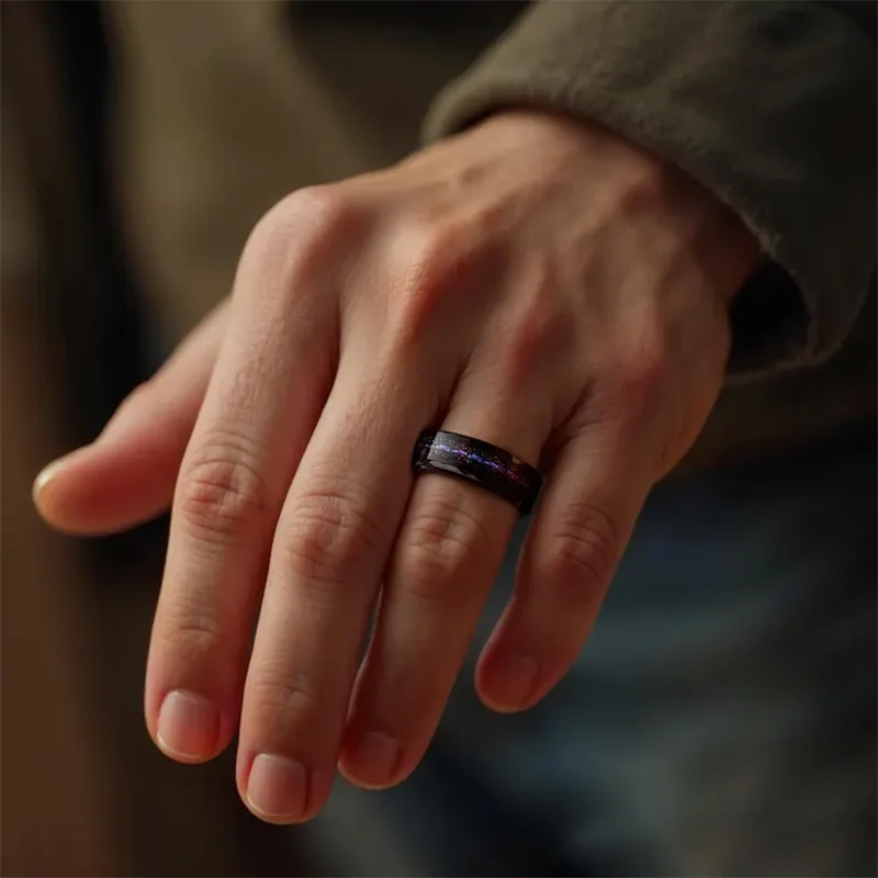 Black Tungsten Carbide Galaxy Wedding Band Ring for Men