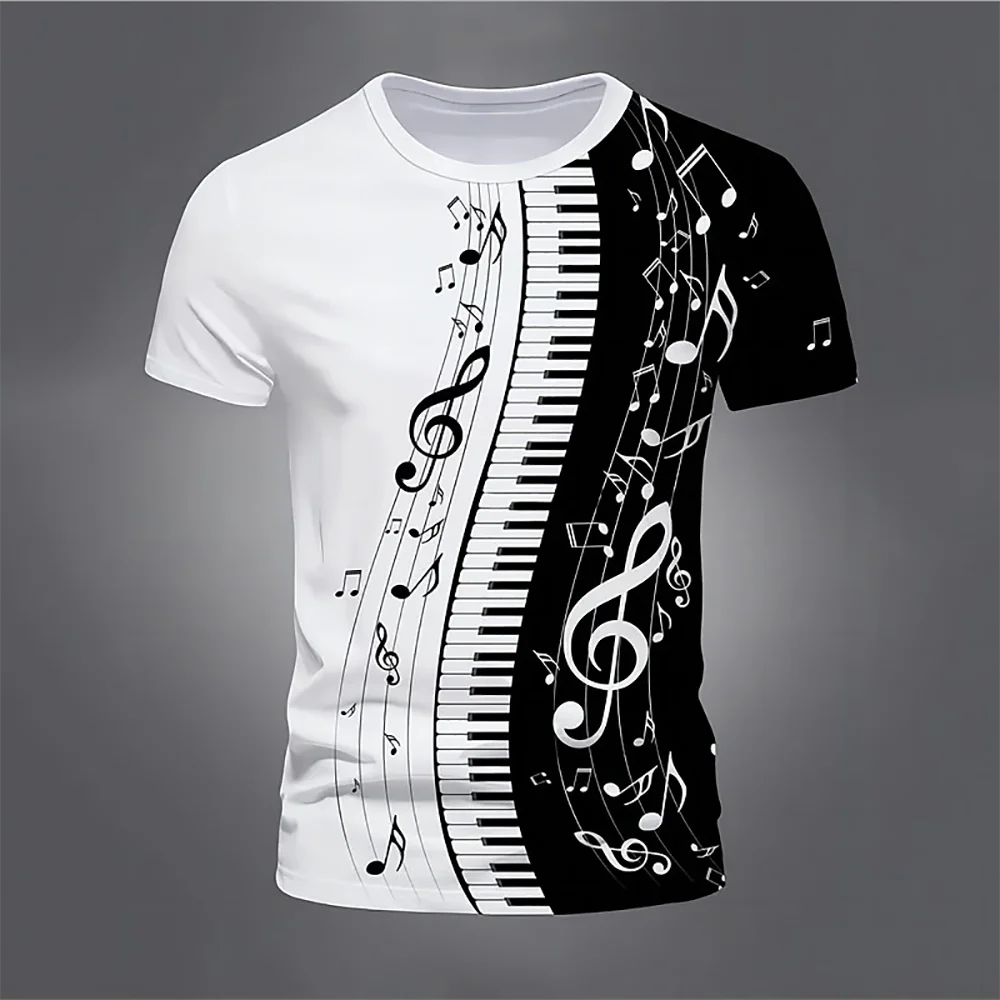 Summer T-Shirts Piano Musical Note 3D Print Streetwear Boys Grils Fashion Oversized Short Sleeve T Shirt Kids Tees Tops Clothing