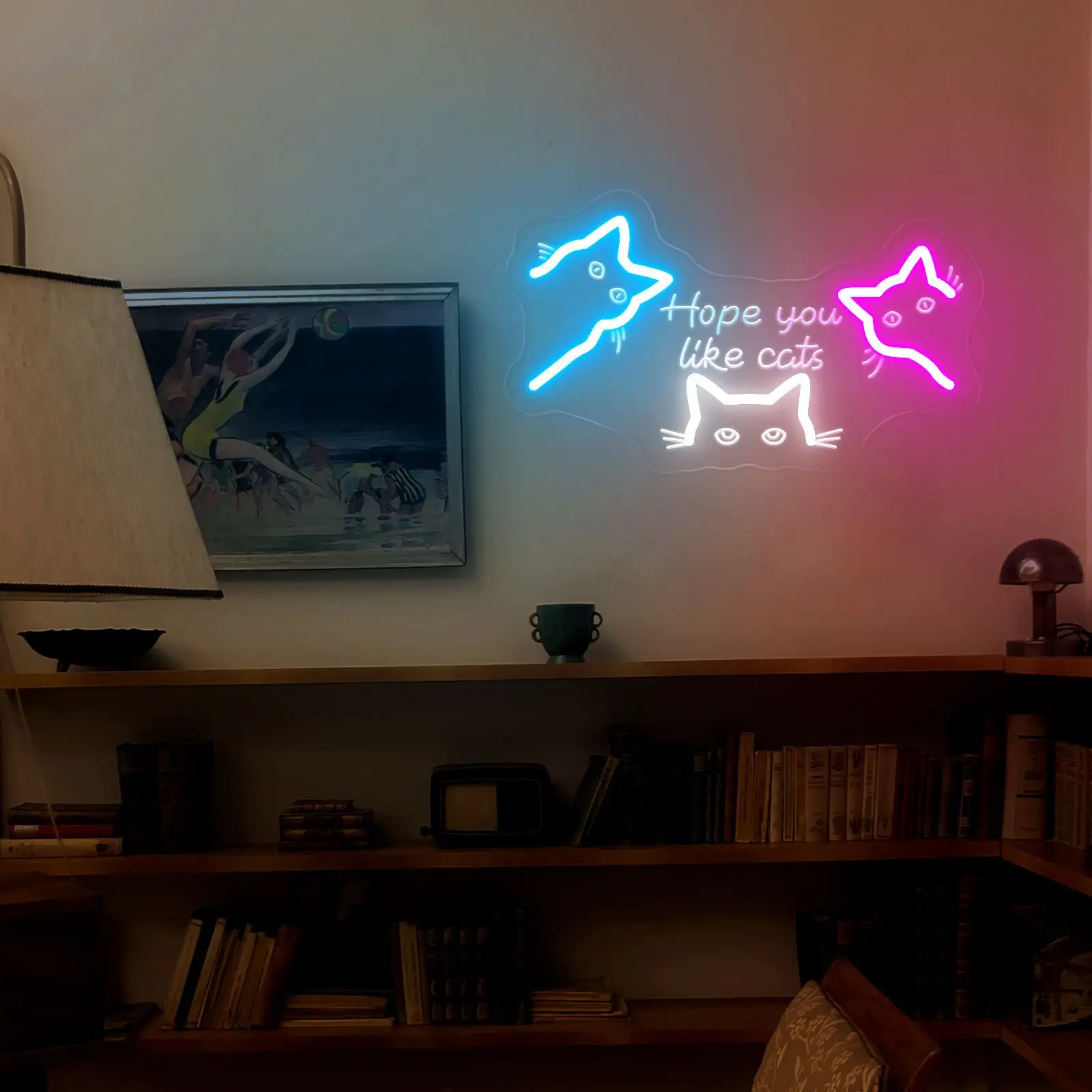 Anime Cats Neon Sign Children Bedroom Wall Art Decor Cat Gift Pet Shop Sign Funny Cat Birthday Gift for Kids Nursery Game Room