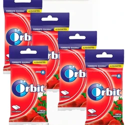 ORBIT Chicles Sin Azúcar Sabor Fresa Bolsa de 4 paquetes - PACK de 5 bolsa TOTAL 20 paquete