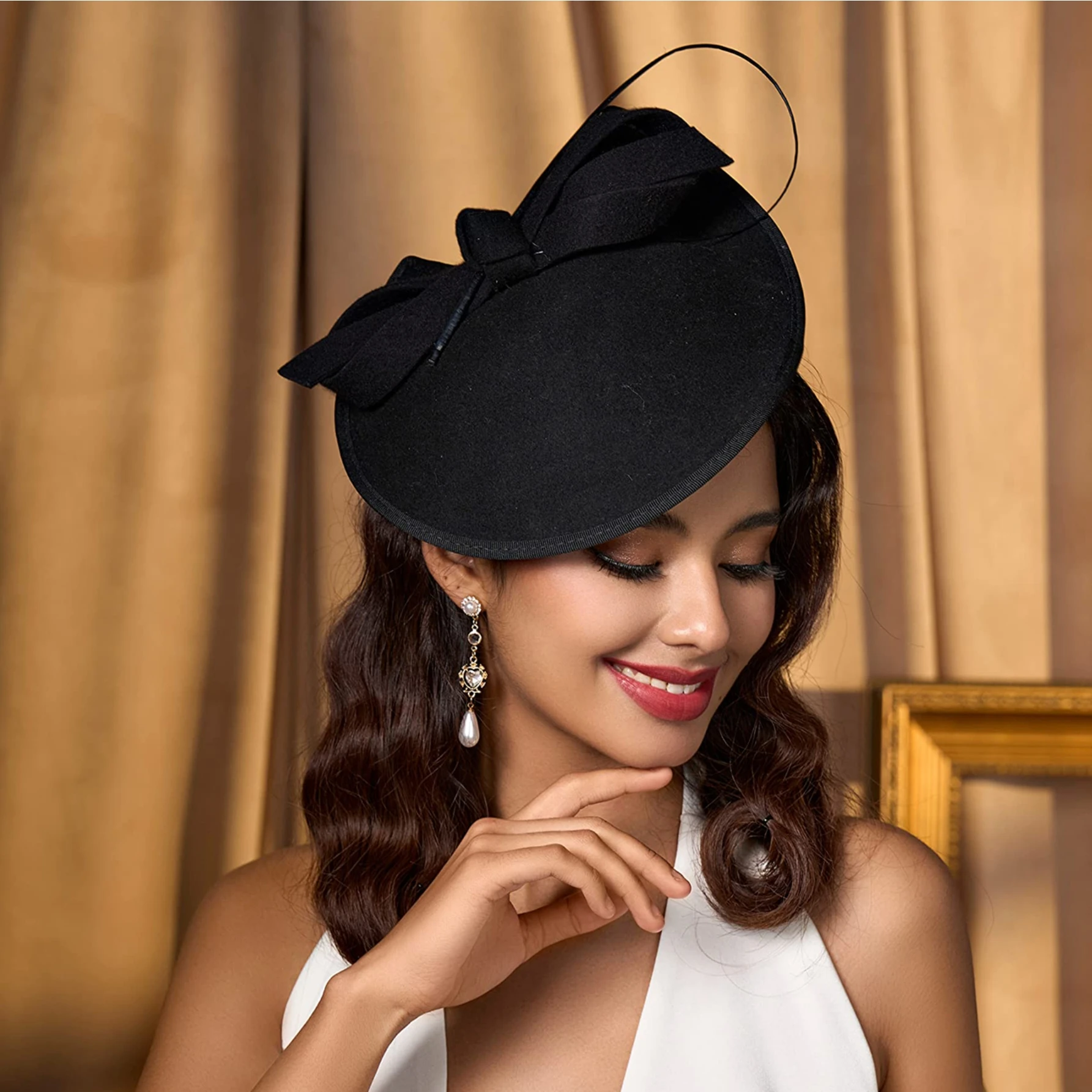 Fantazyjne filcowe czapki Kentucky Derby Beret Retro fotografia kwiatowe czapki Masquerade Fascinator kapelusz modne czapki damskie