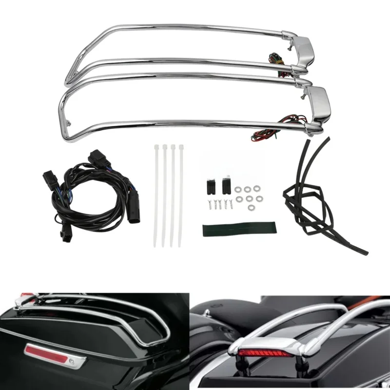 Pokrywa sakwy motocyklowej Osłona szyny Światło hamowania LED Do Harley Touring Road Electra Street Glide FLHR FLHTC FLHX FLTR 2014-2024 — zdjęcie 2