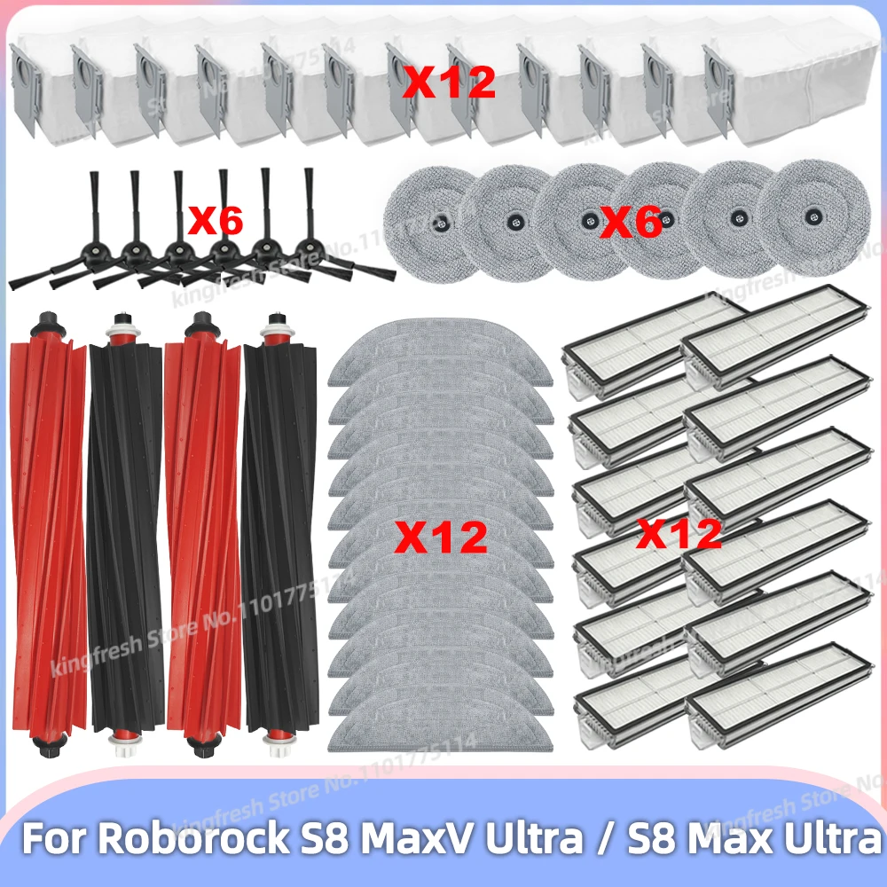 Fit For Roborock S8 MaxV Ultra, S8 Max Ultra,G20S Replacement Parts Accessories Roller Side Brush Hepa Filter Mop Cloth Dust Bag