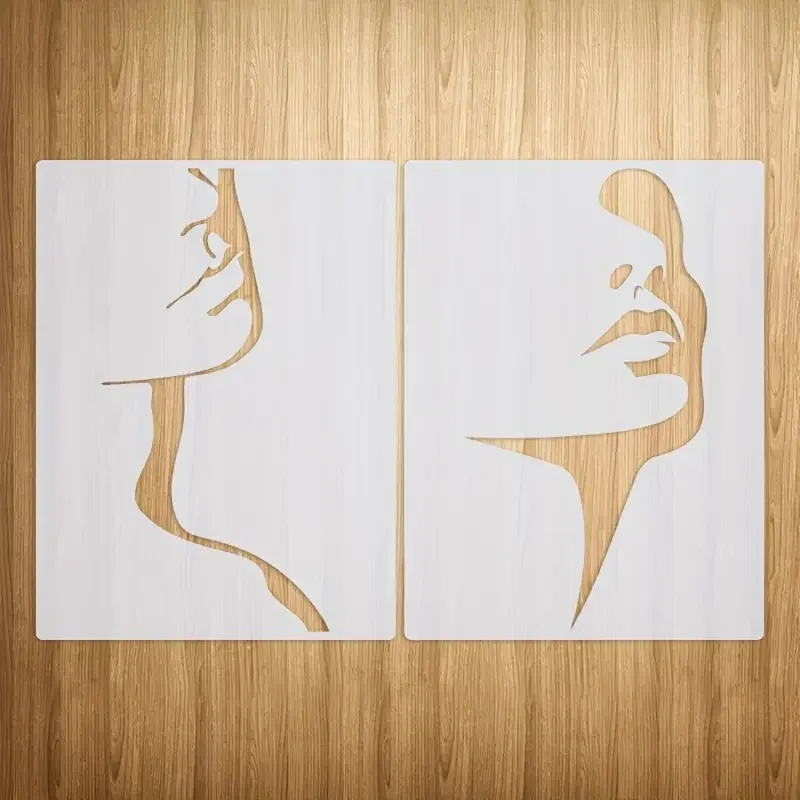2-teilige A4-Gesichtsthema-Schablone – waschbar und wiederverwendbar, ideal zum Basteln auf Holz, Stoff, Papier, Wand, Leinwand und Boden